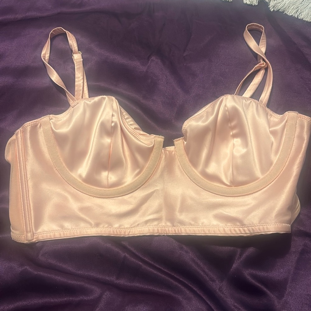 Parade corset bra/top. Light pink and sheer+ satin material